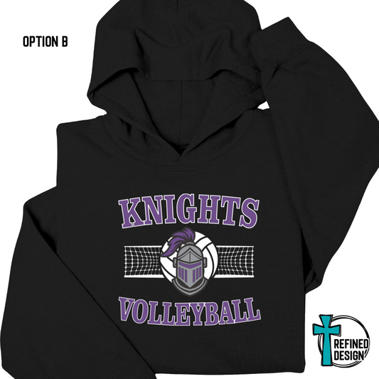 Knights Volleyball Black Hooded Sweatshirt (Option B)