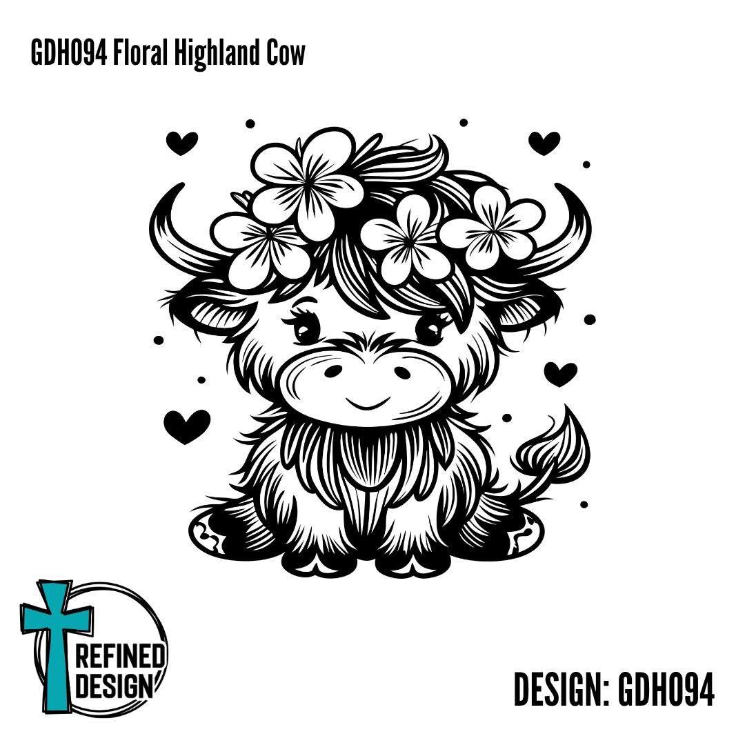 GDH094 Floral Highland Cow