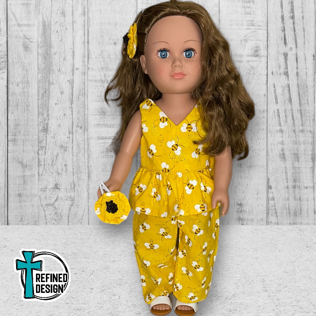 “Yellow Bees" 18" Doll Clothes and Accessories