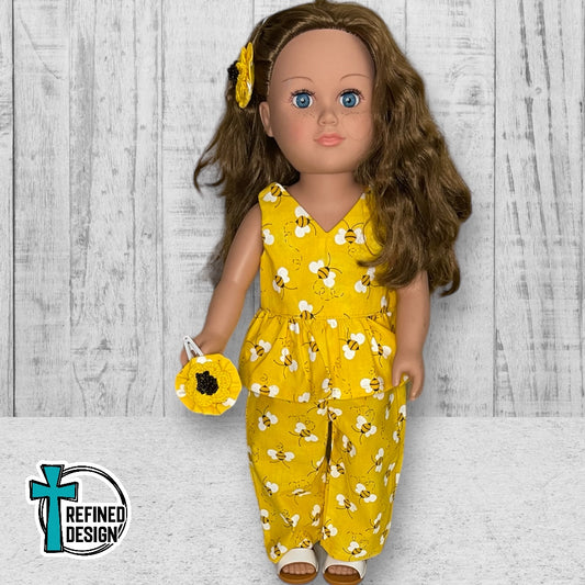 “Yellow Bees" 18" Doll Clothes and Accessories