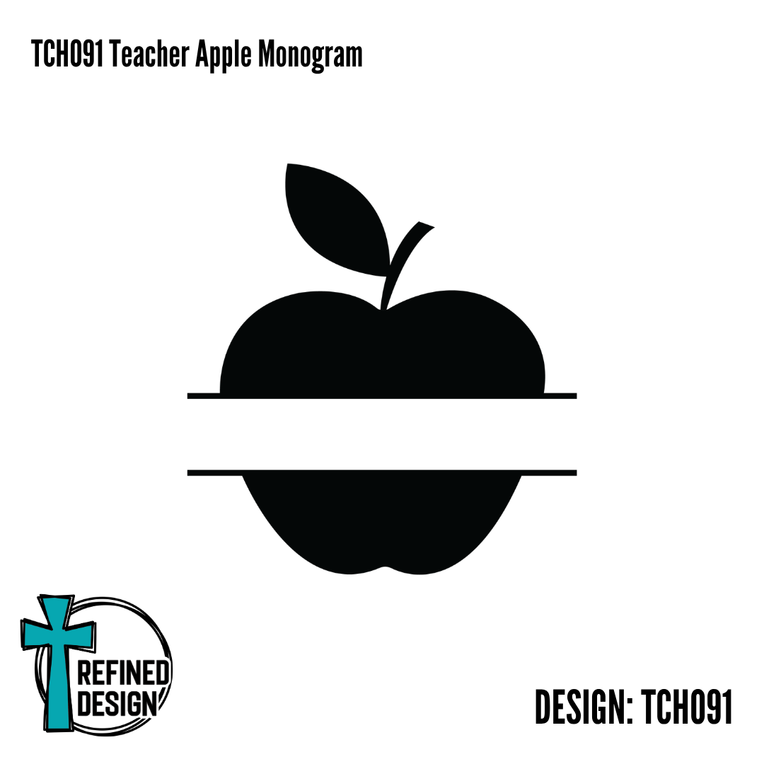 TCH091 Teacher Apple Monogram