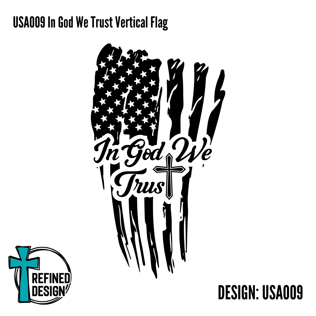 USA009 In God We Trust Vertical Flag