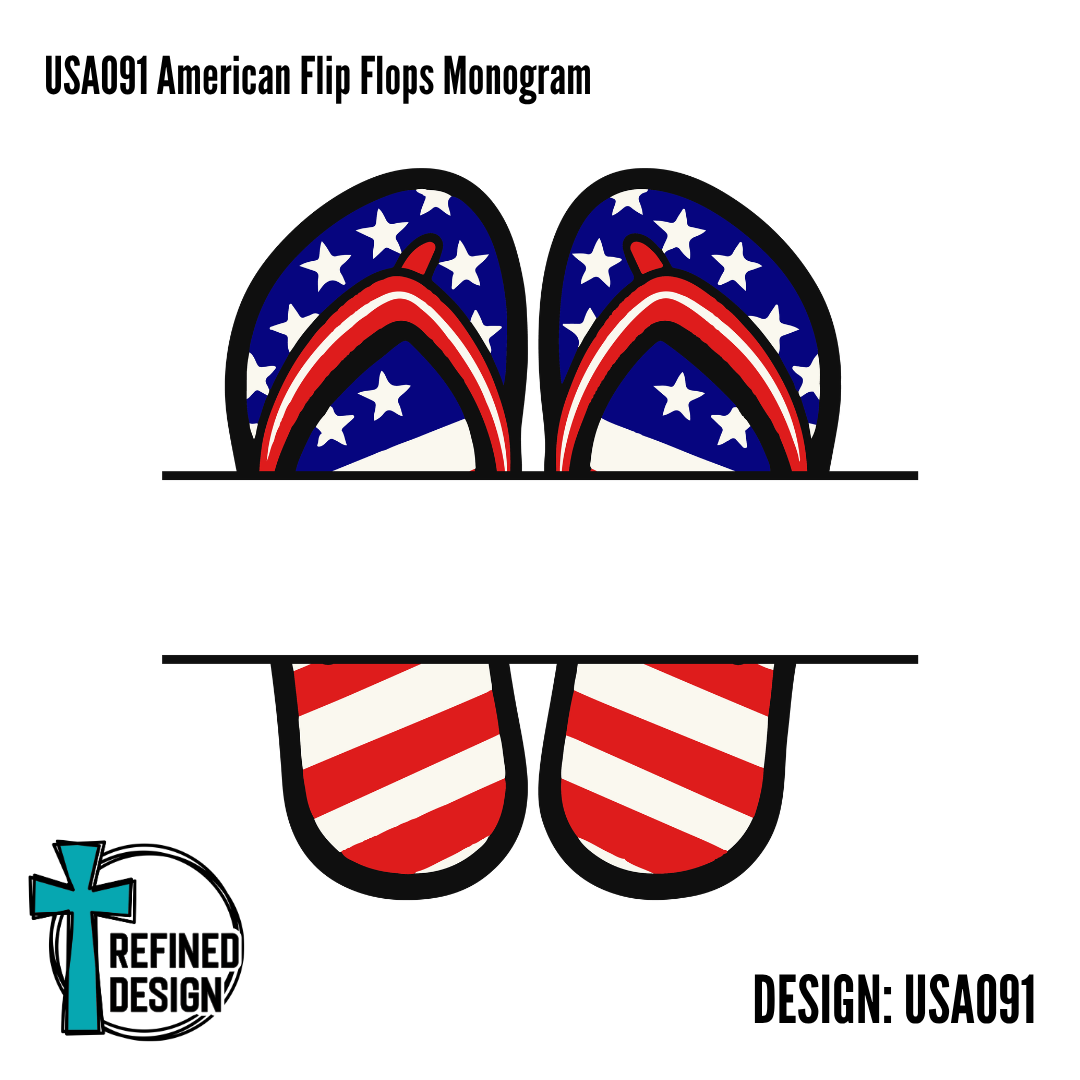 USA091 American Flip Flops Monogram