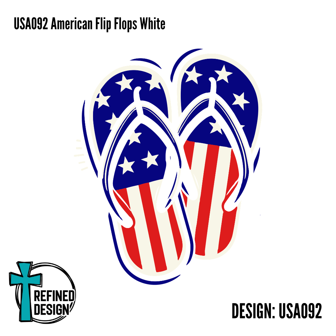 USA092 American Flip Flops White