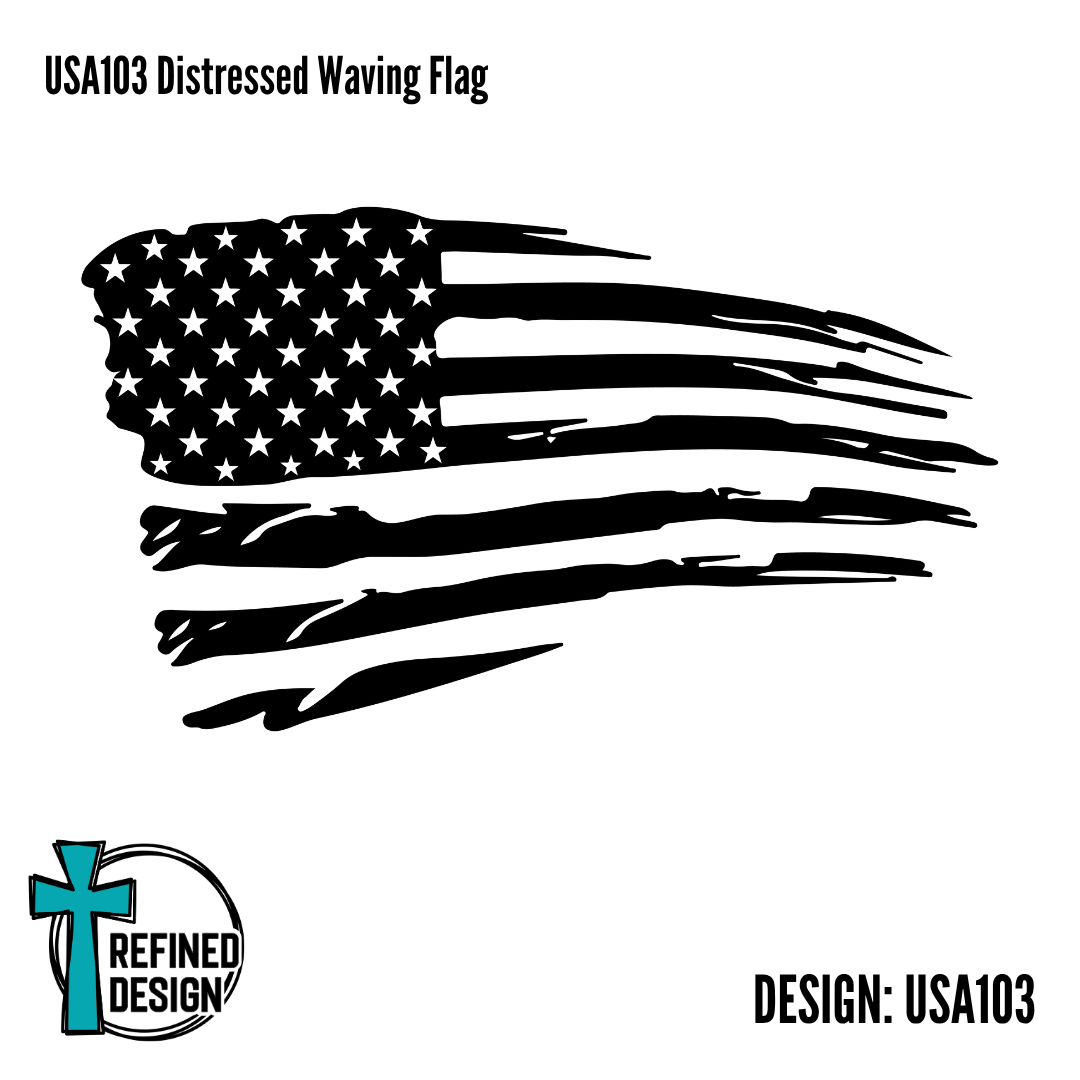 USA103 Distressed Waving Flag
