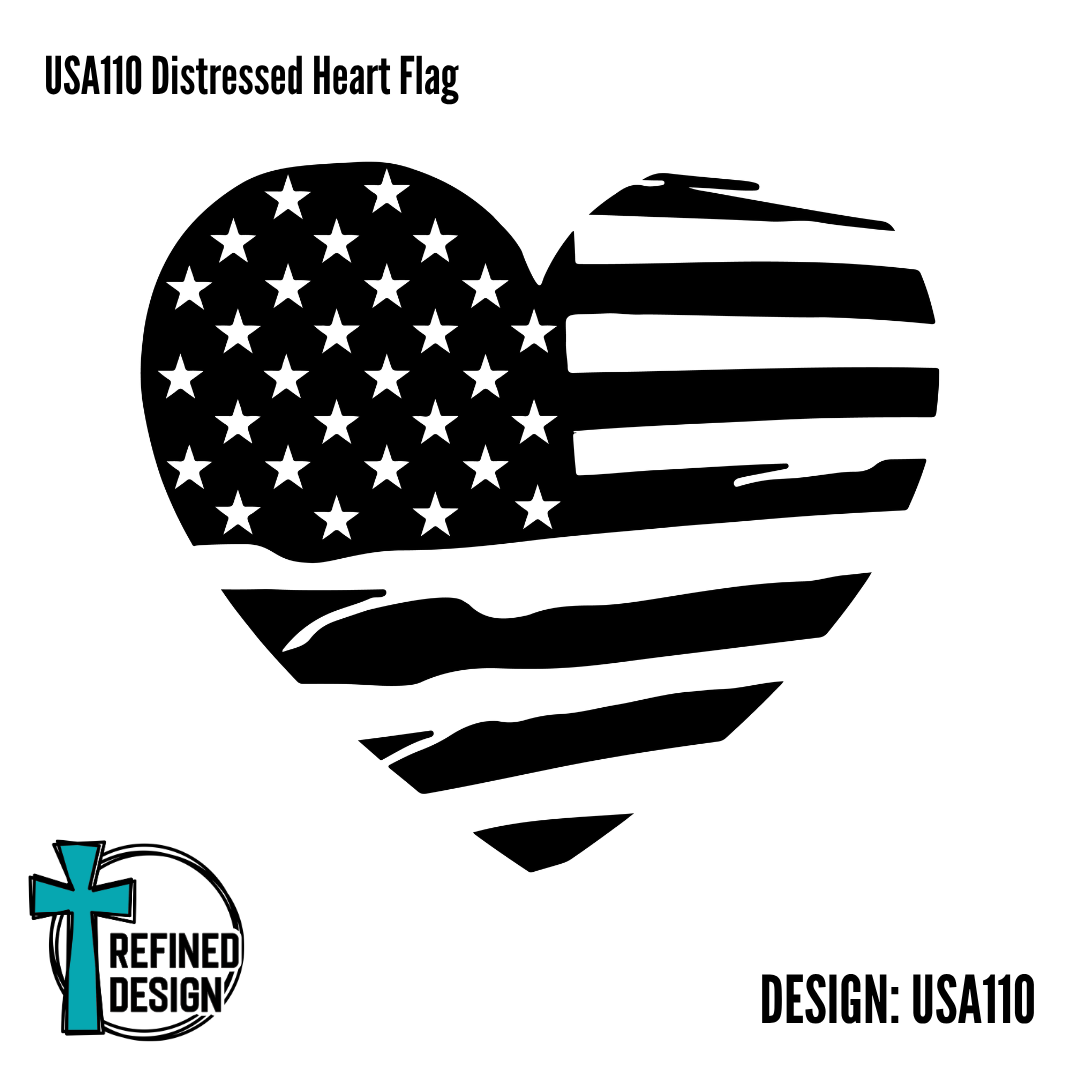 USA110 Distressed Heart Flag