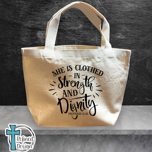 "Clothed in Strength and Dignity" Bible Bag