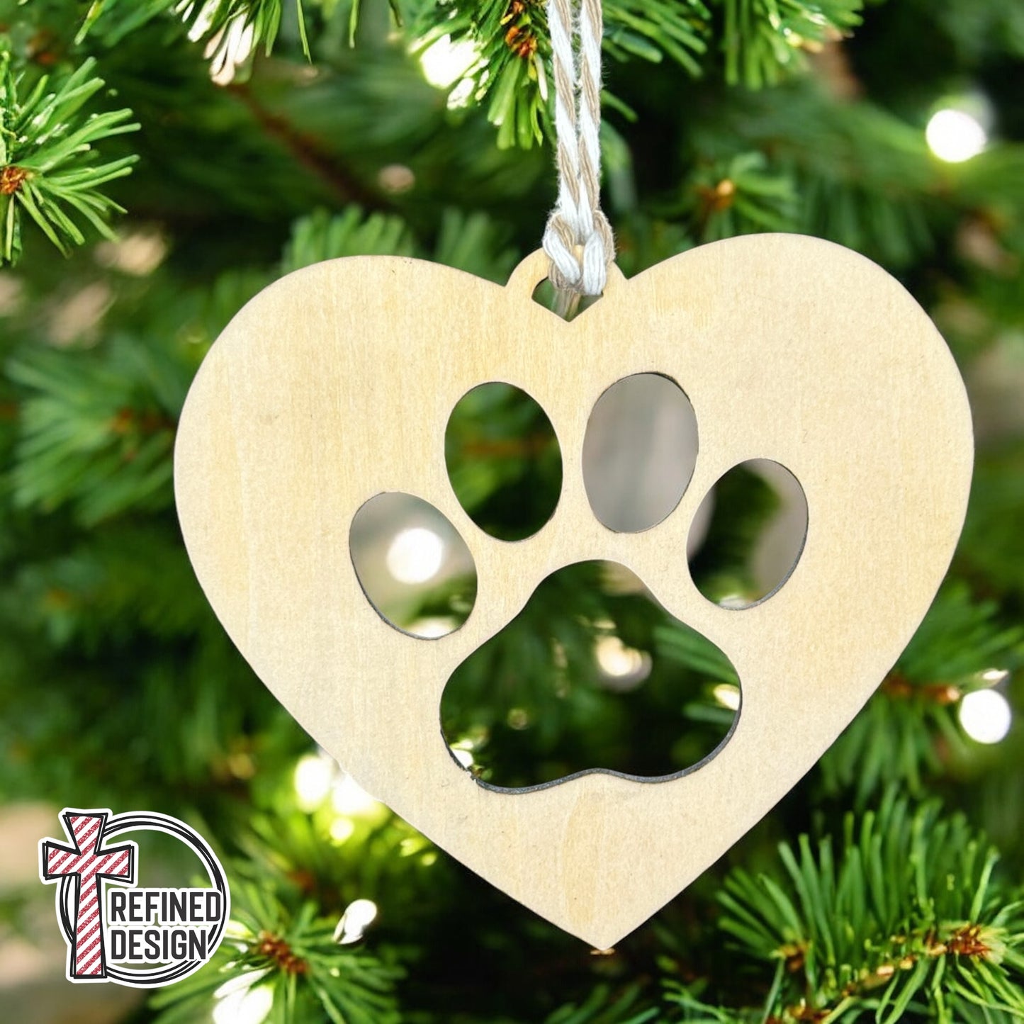 Personalized Heart Paw Print Ornament