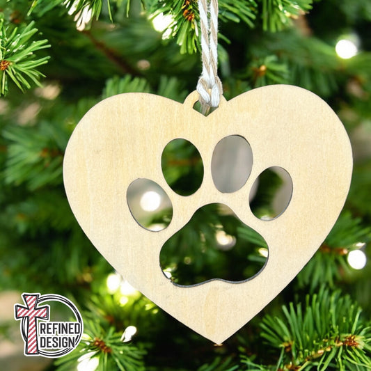 Personalized Heart Paw Print Ornament