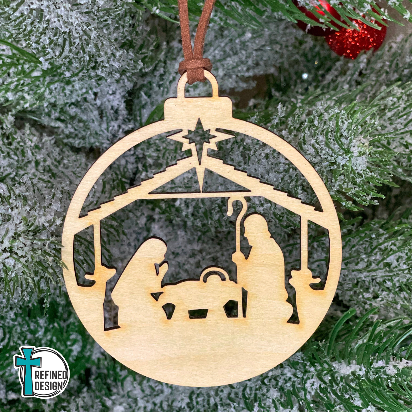Personalized Nativity Laser Cut Wooden Ornament