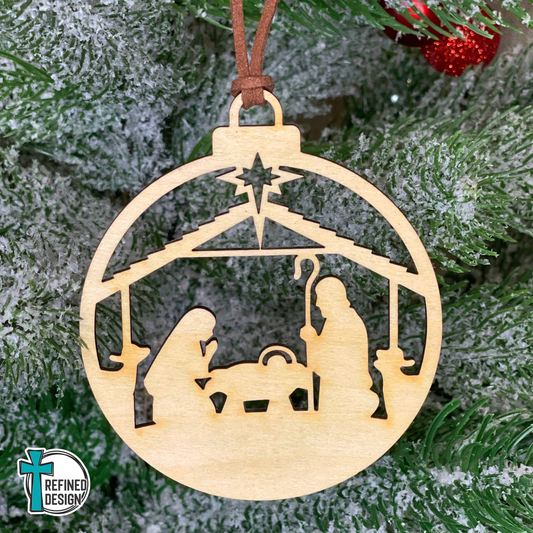 Personalized Nativity Laser Cut Wooden Ornament