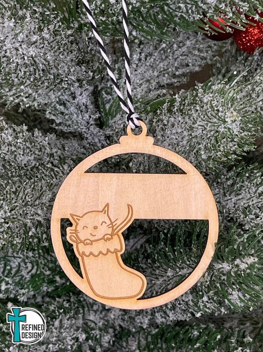 Personalized Peeking Kitty Ornament