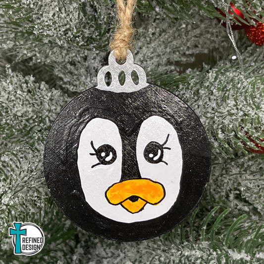 Hand-Painted Christmas Penguin Ornament