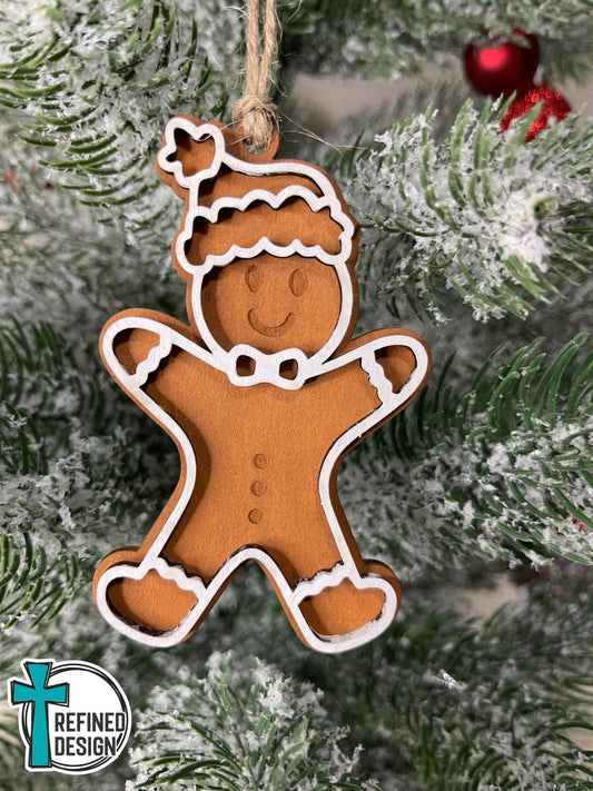 Personalized Santa Hat Gingerbread Boy Ornament