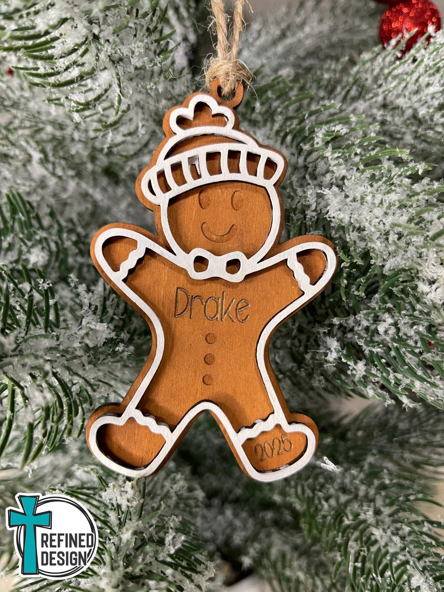 Personalized Winter Beanie Gingerbread Boy Ornament