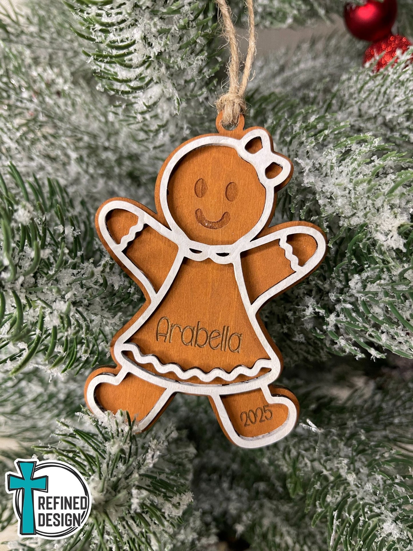 Personalized Sweet Bow Gingerbread Girl Ornament