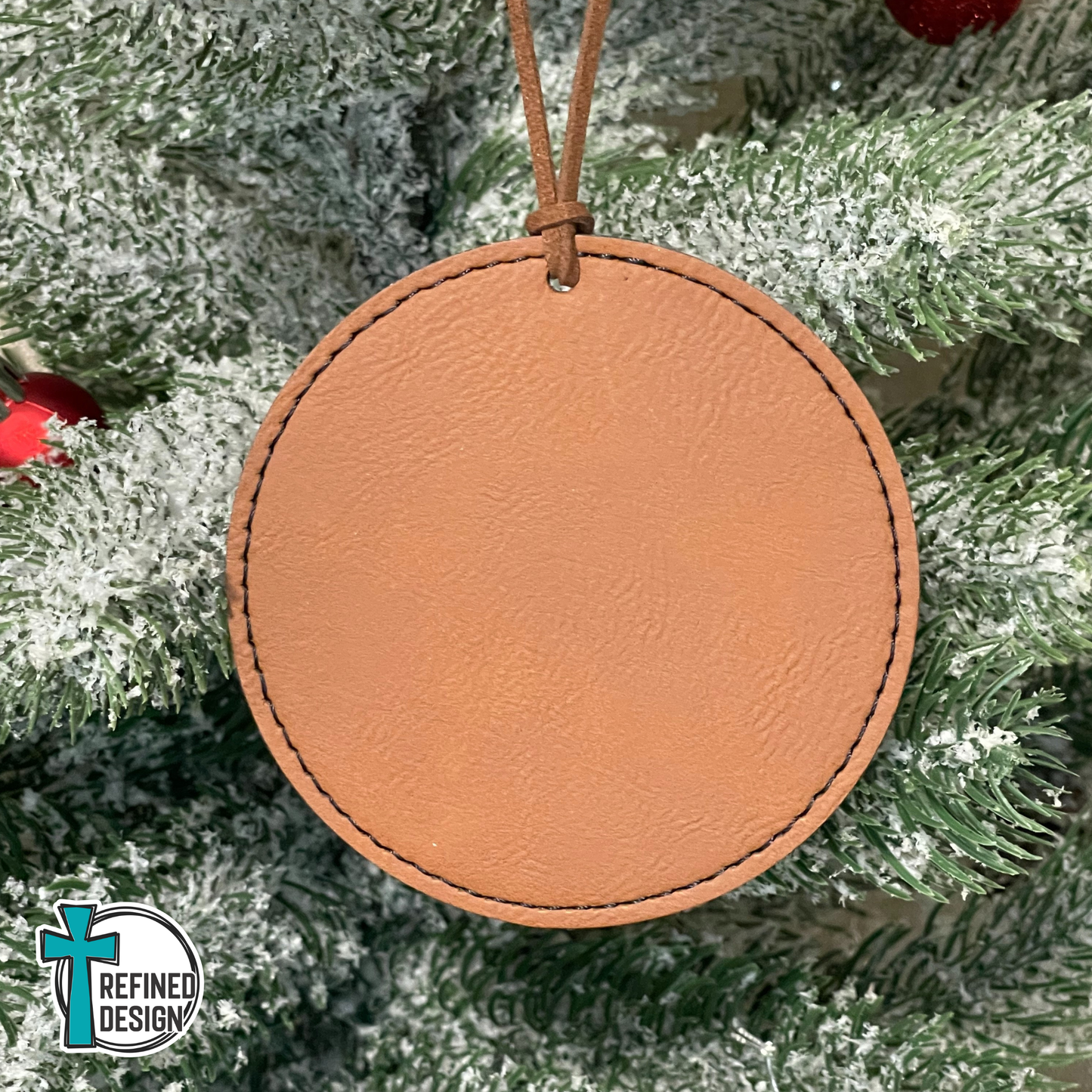 Personalized Rawhide Leatherette Ornament (Black Engraving)