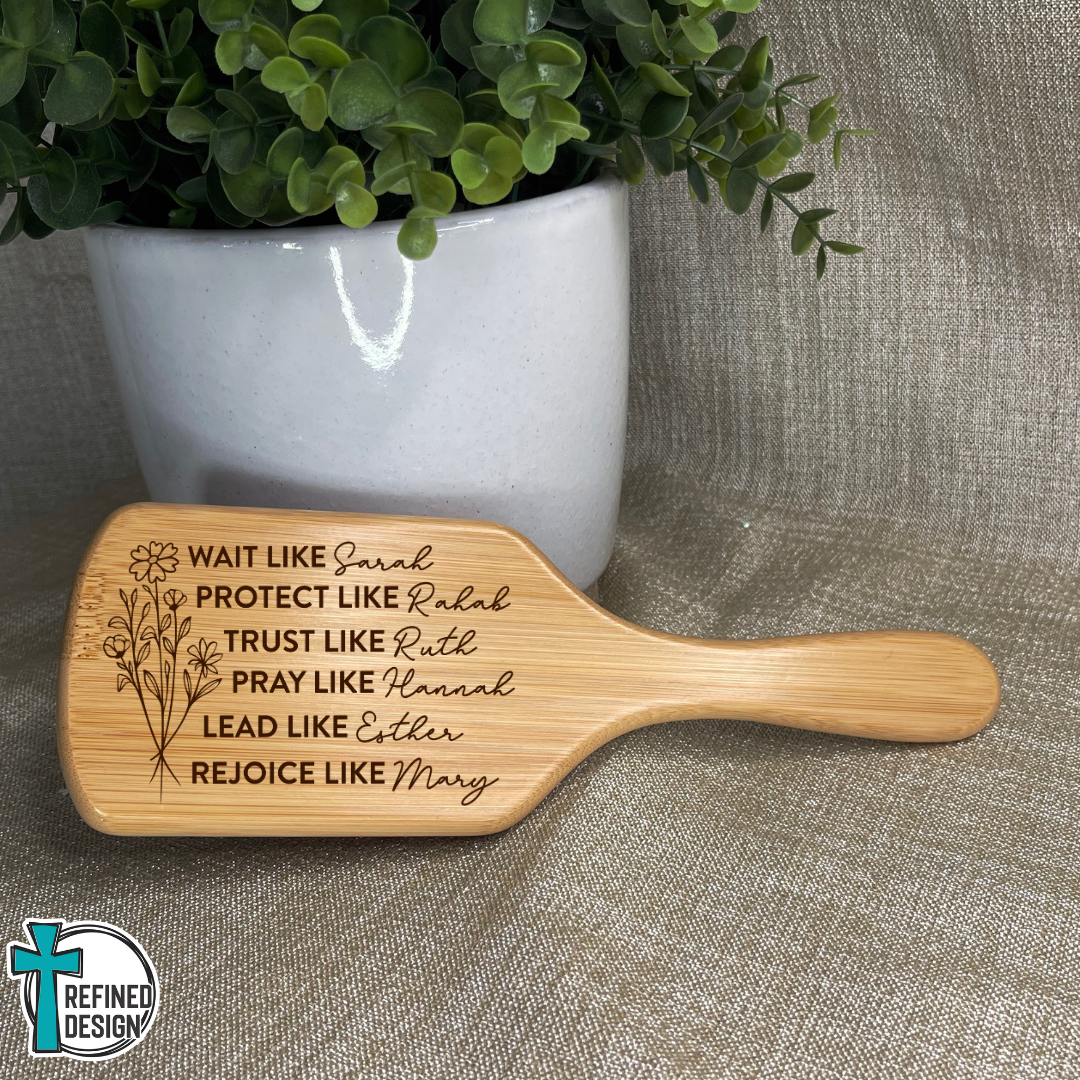 Personalized Women of the Bible Bamboo Hairbrush