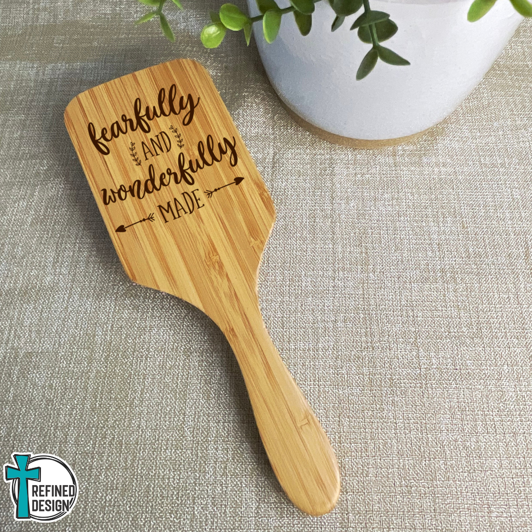 Personalized "Fearfully and Wonderfully Made" Bamboo Hairbrush