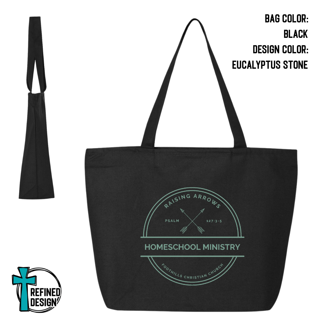 RAHM Black Jumbo Zippered Canvas Tote Bag