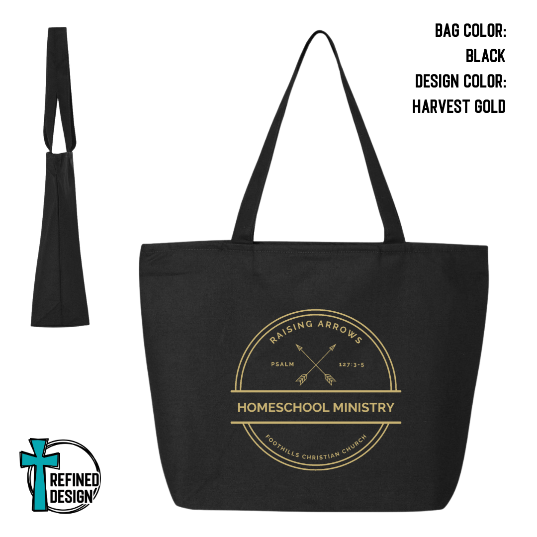 RAHM Black Jumbo Zippered Canvas Tote Bag