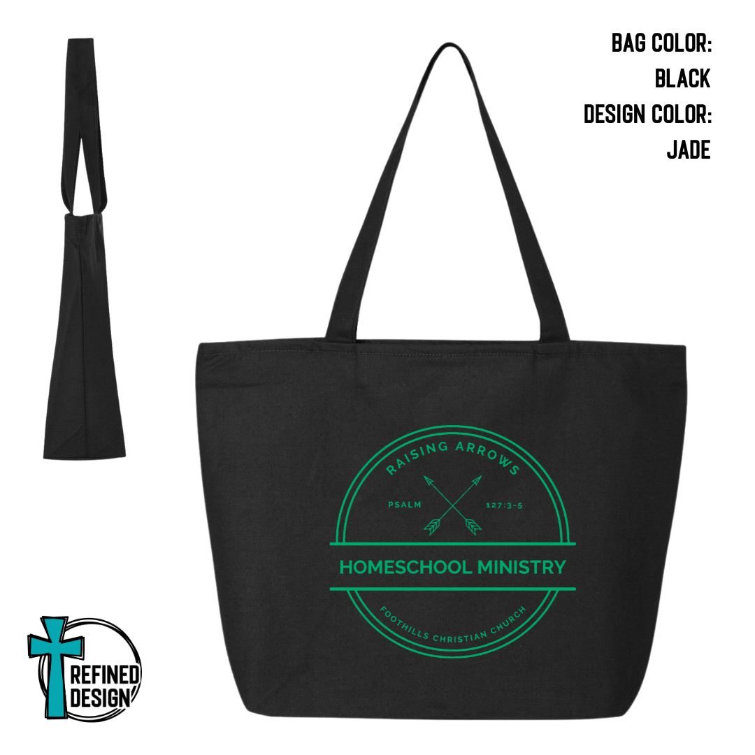 RAHM Black Jumbo Zippered Canvas Tote Bag