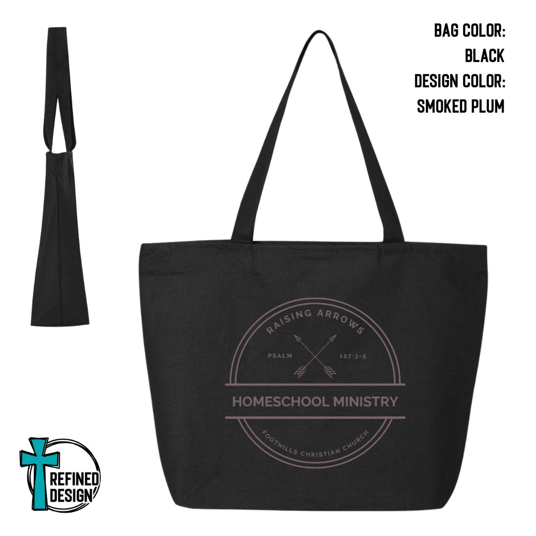 RAHM Black Jumbo Zippered Canvas Tote Bag