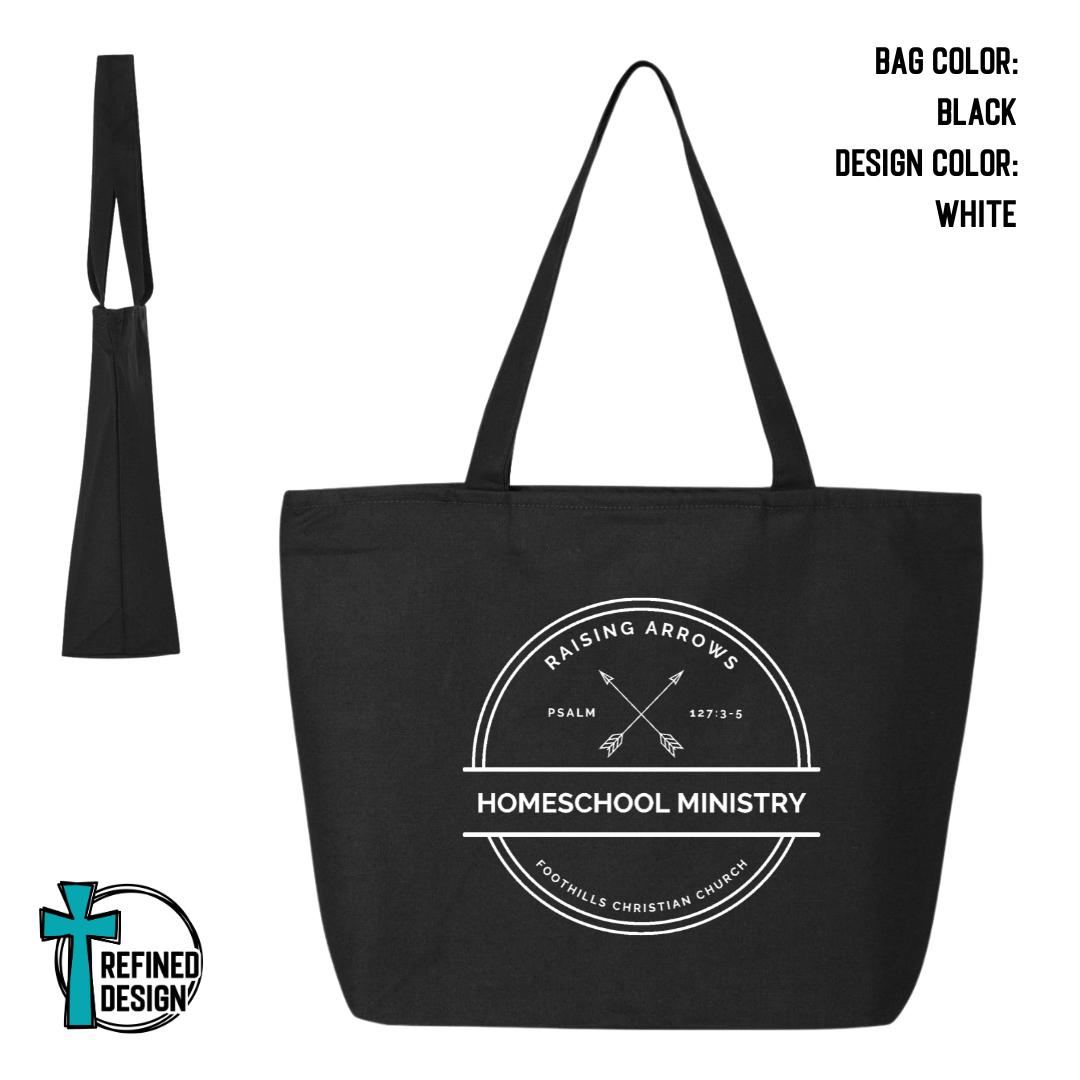 RAHM Black Jumbo Zippered Canvas Tote Bag