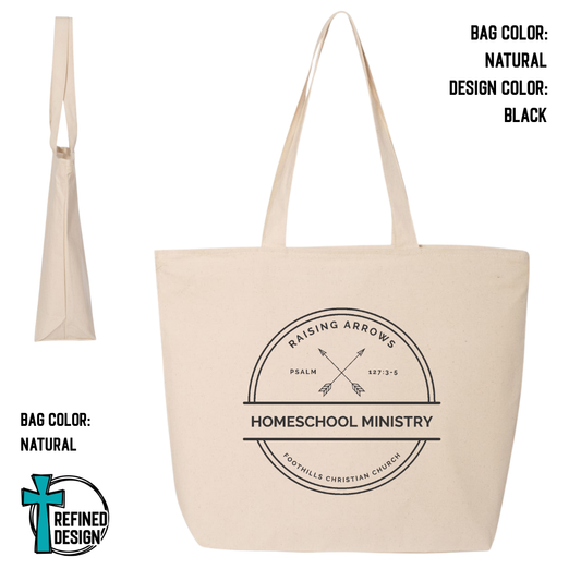 RAHM Natural Jumbo Zippered Canvas Tote Bag