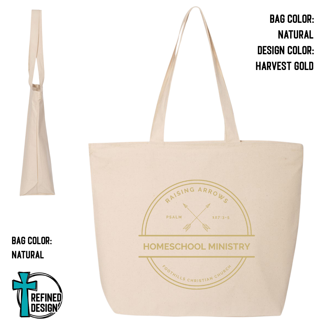 RAHM Natural Jumbo Zippered Canvas Tote Bag