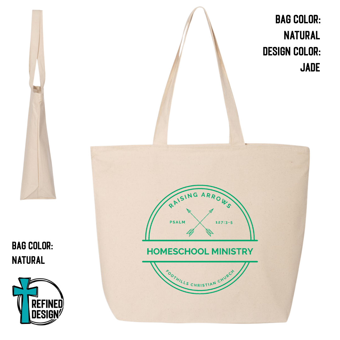 RAHM Natural Jumbo Zippered Canvas Tote Bag