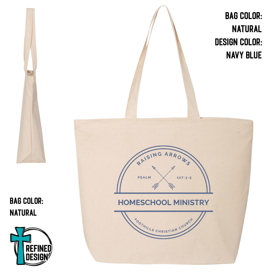 RAHM Natural Jumbo Zippered Canvas Tote Bag