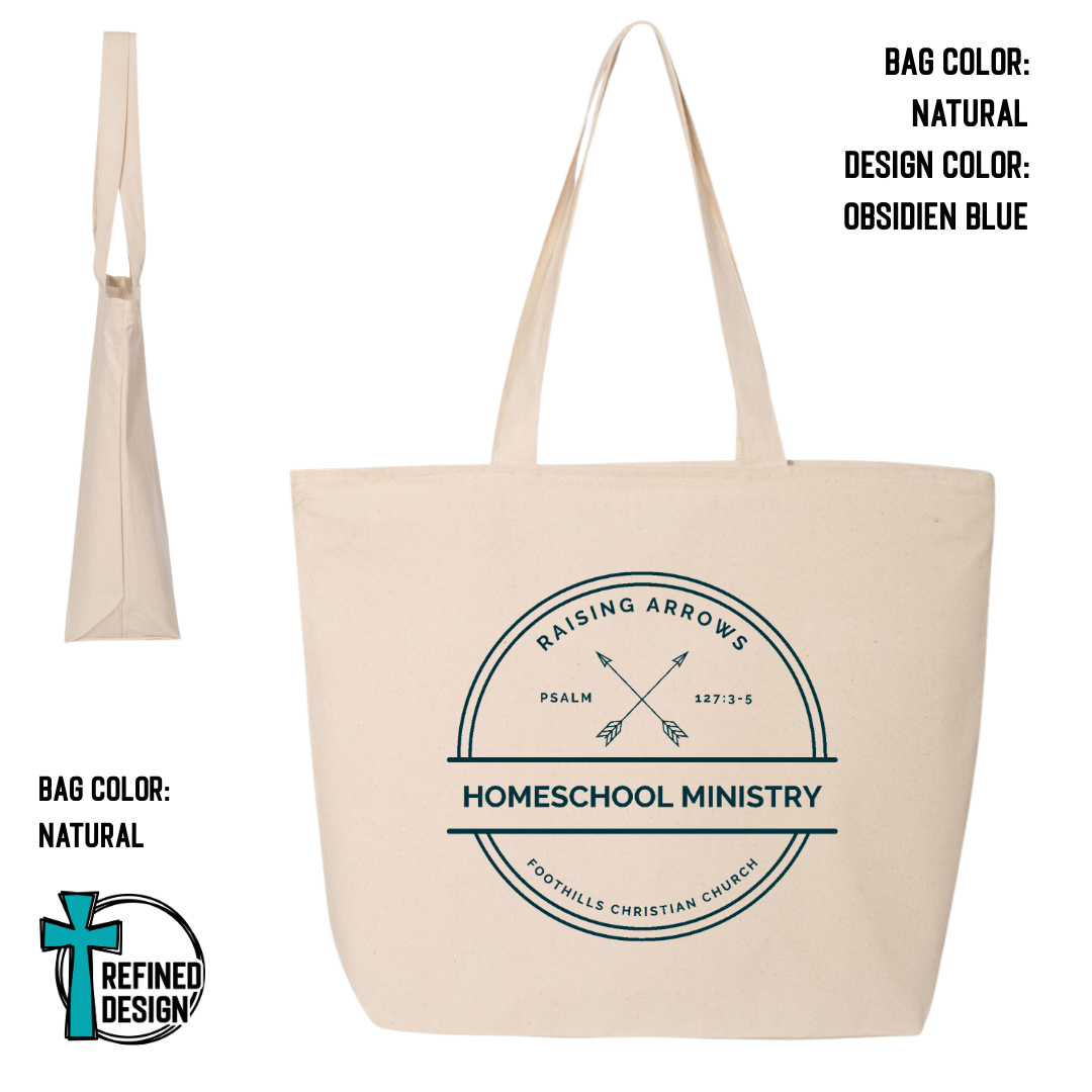 RAHM Natural Jumbo Zippered Canvas Tote Bag