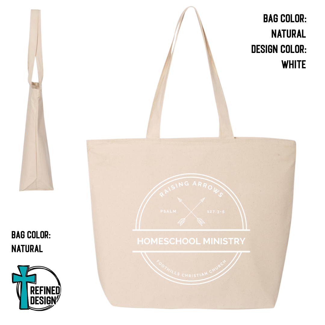 RAHM Natural Jumbo Zippered Canvas Tote Bag