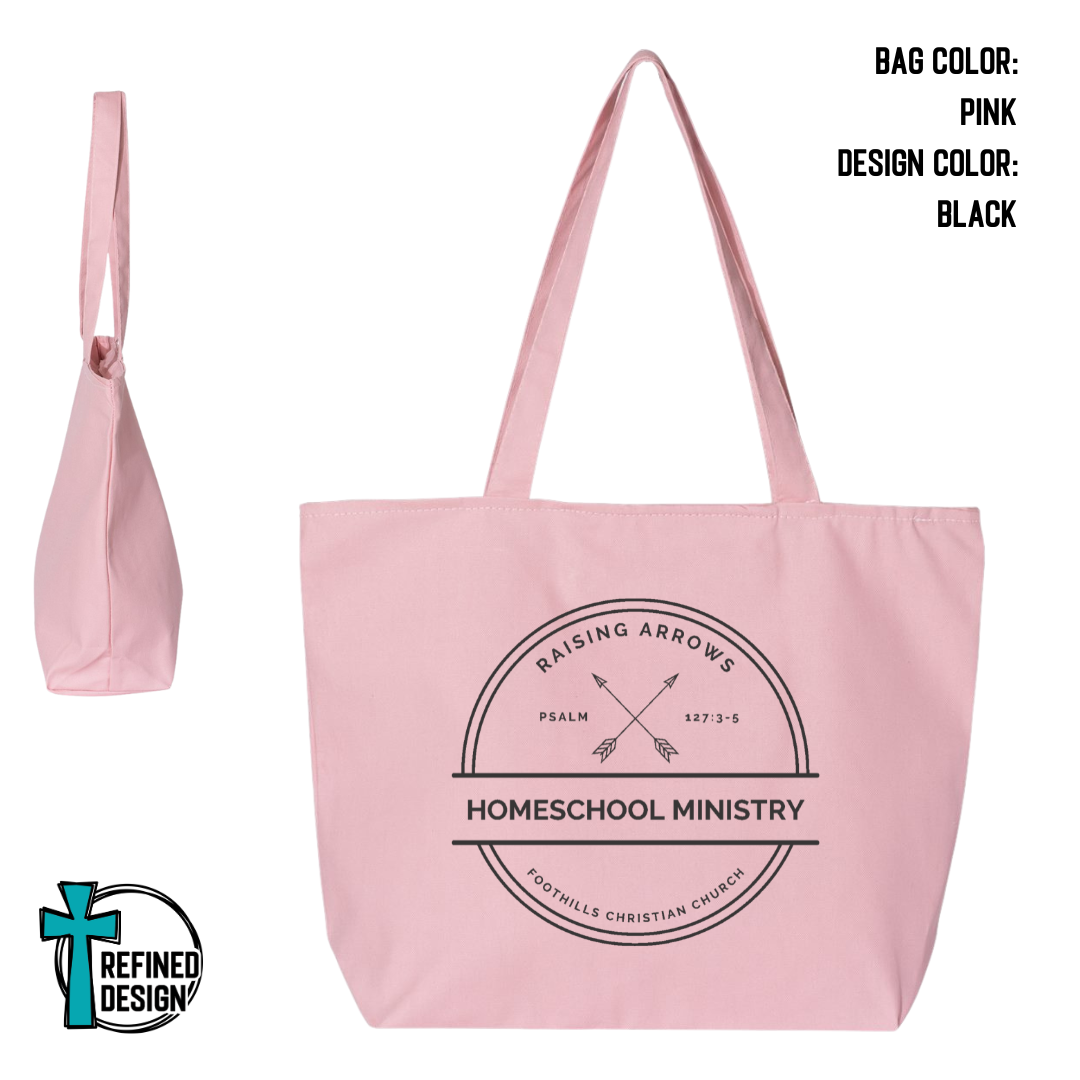 RAHM PinkJumbo Zippered Canvas Tote Bag