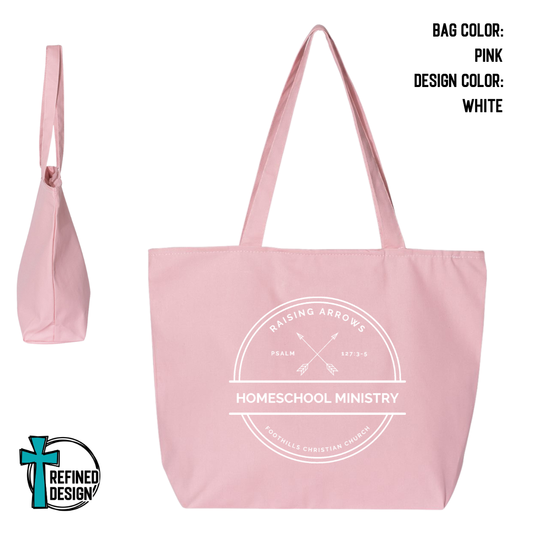 RAHM PinkJumbo Zippered Canvas Tote Bag