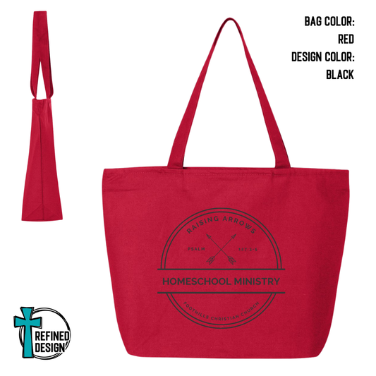 RAHM Red Jumbo Zippered Canvas Tote Bag