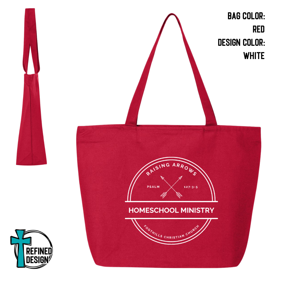 RAHM Red Jumbo Zippered Canvas Tote Bag