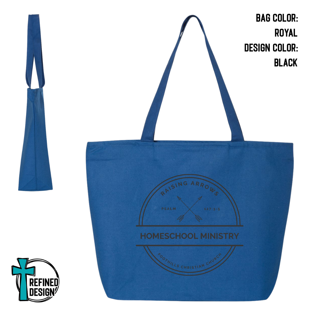 RAHM Royal Blue Jumbo Zippered Canvas Tote Bag