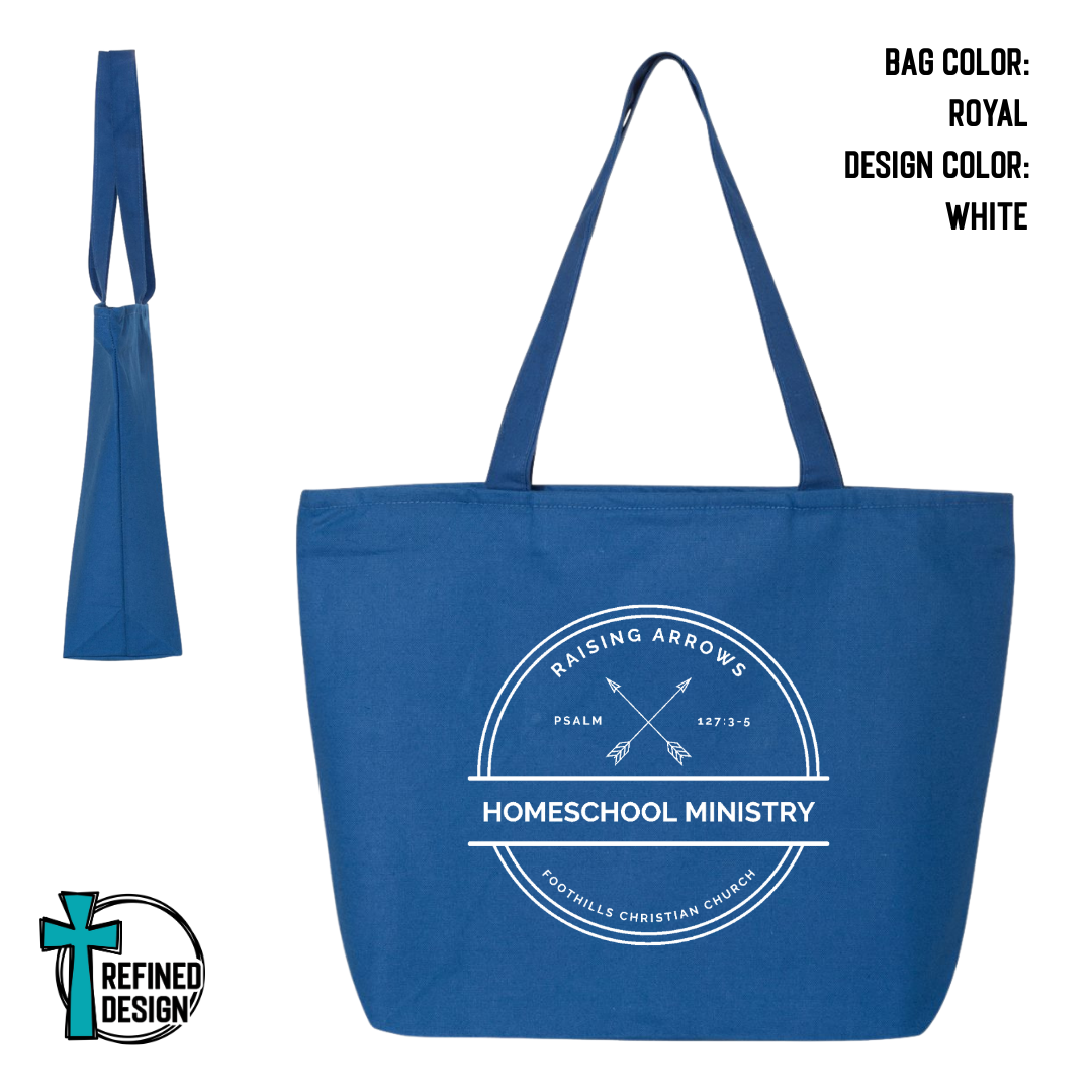 RAHM Royal Blue Jumbo Zippered Canvas Tote Bag