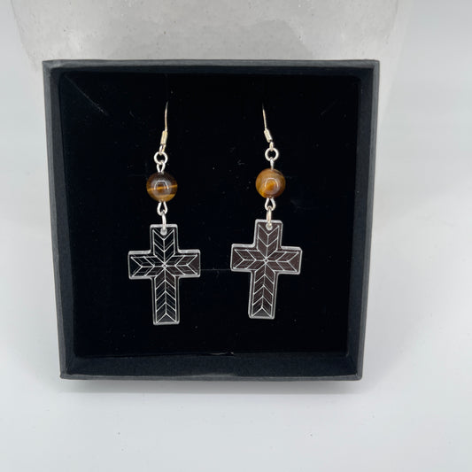 Abiding Strength Cross Earrings