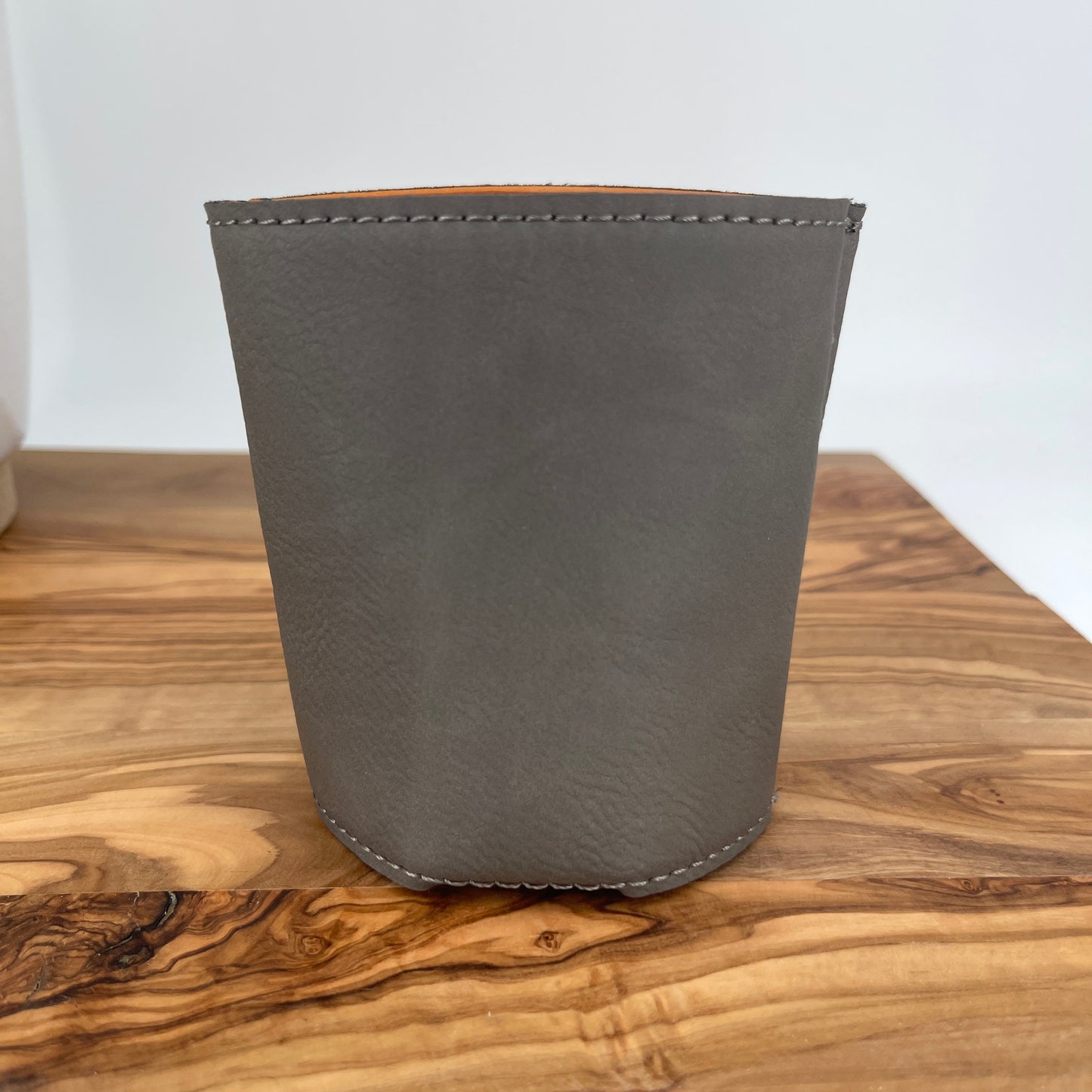Personalized Grey/Black Leatherette Beverage Holder