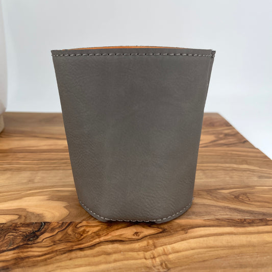 Personalized Grey/Black Leatherette Beverage Holder