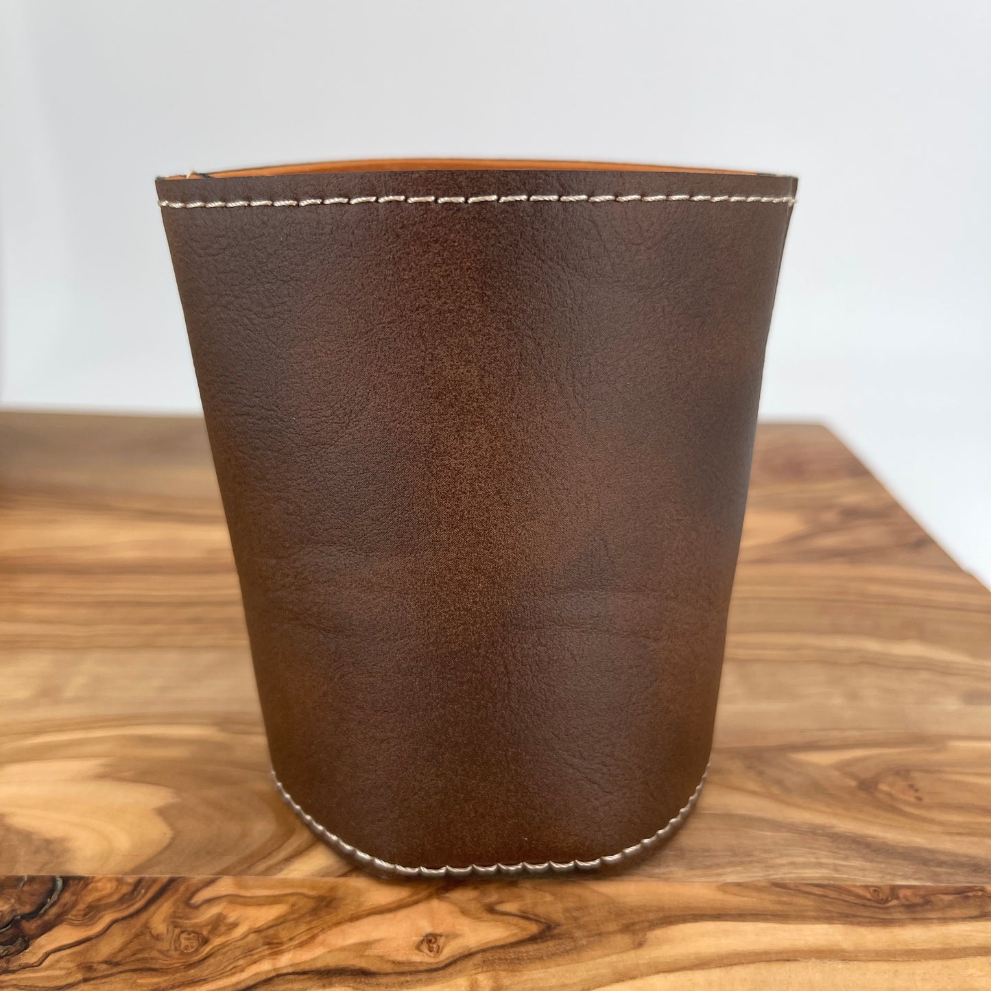 Personalized Rustic Brown/Gold Leatherette Beverage Holder