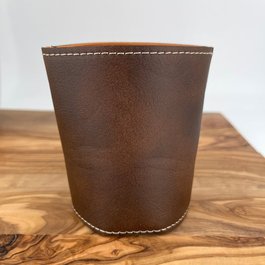 Personalized Rustic Brown/Gold Leatherette Beverage Holder