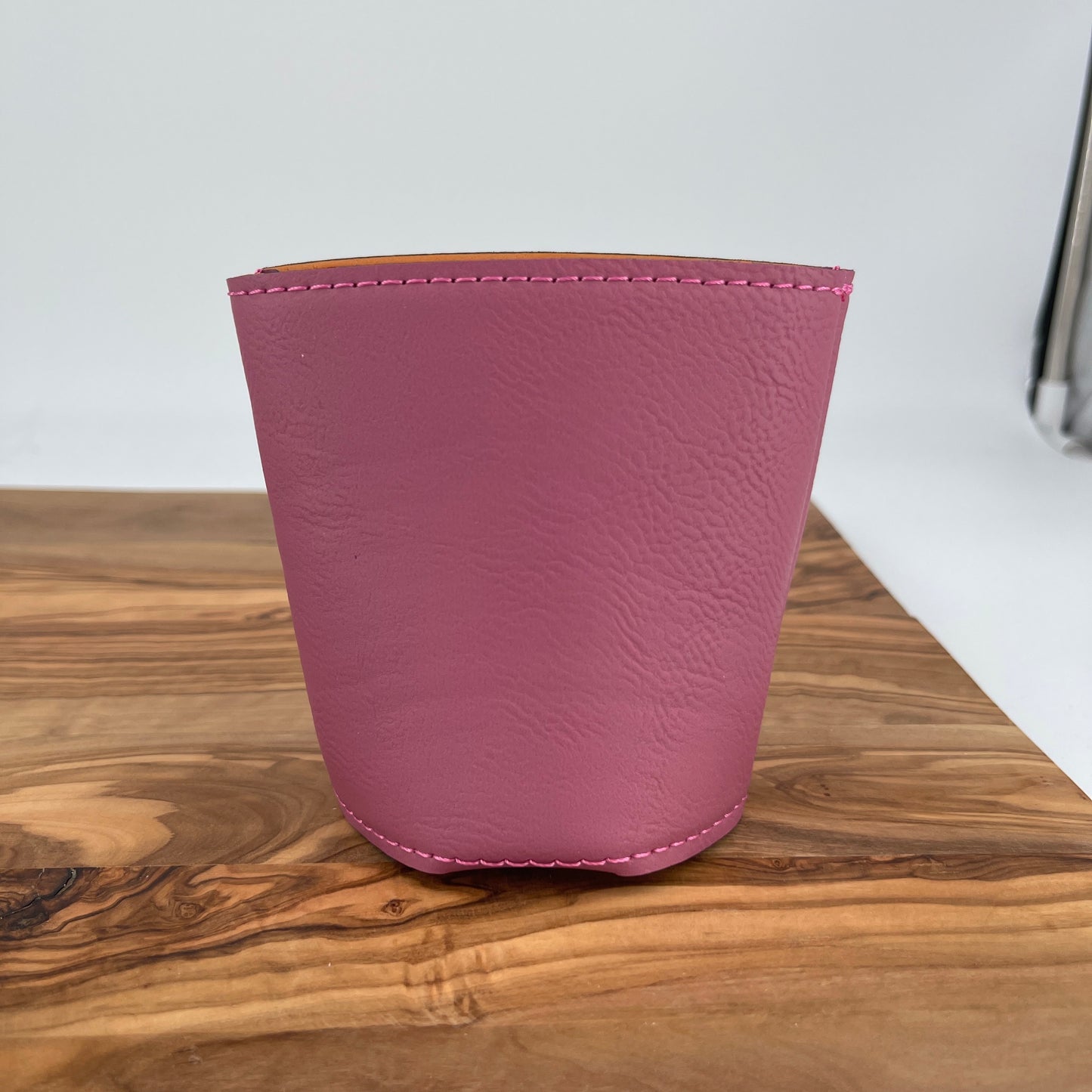 Personalized Pink/Black Leatherette Beverage Holder