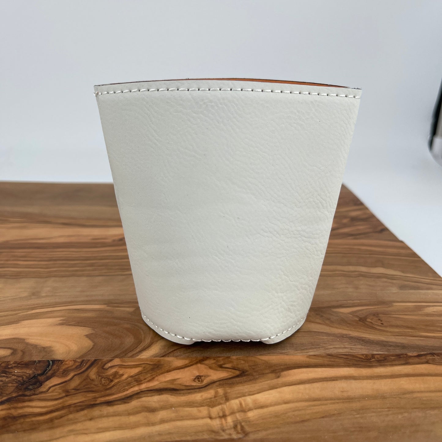 18225 Personalized White/Black Leatherette Beverage Holder