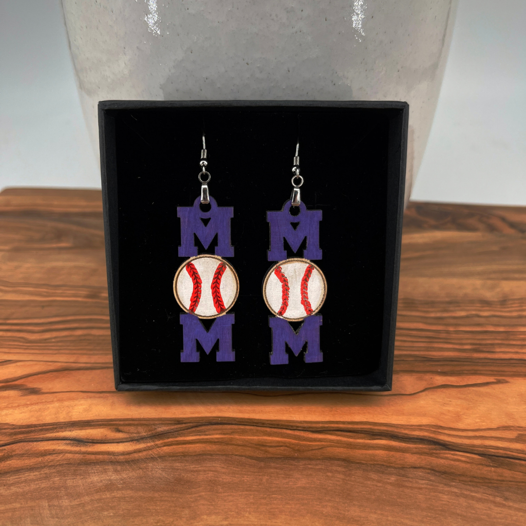 Home Run Cheers Mom Earrings