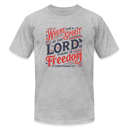 There is Freedom Unisex Jersey T-Shirt by Bella + Canvas - heather gray