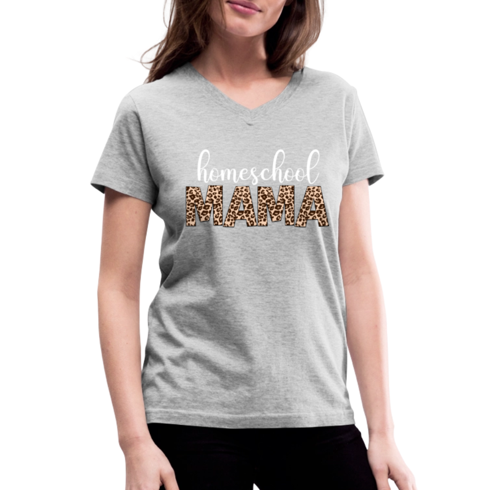 Homeschool Mama V-Neck Tee - gray